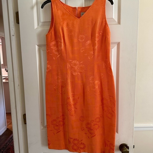 Sharon Young Orange Floral Sleeveless Sheath Dress with Matching Jacket Size 6 - Picture 4 of 6